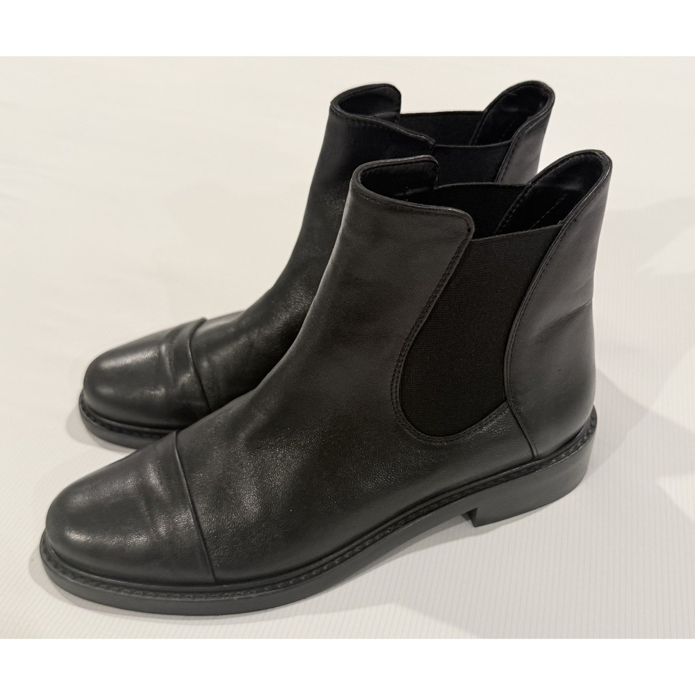Stuart Weitzman Gobi Bootie Dress Nappa Black Chelsea Ankle Boot Sz 6 leather
